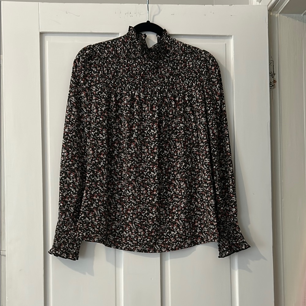 Floral Black Long Sleeve Blouse